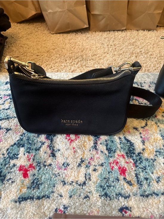 kate spade Handbags - kate spade black nylon crossbody bag with gold hardware